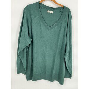 Lucky Brand Womens V-Neck Sea Pine Sweater‎